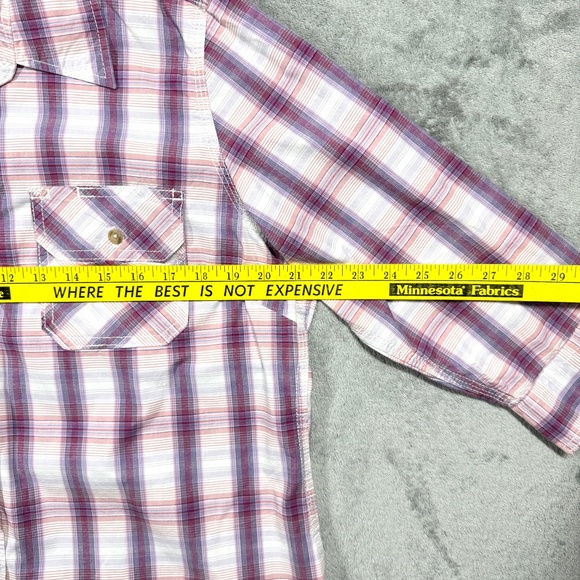 Carhartt Women’s XL Plaid Button Down Shirt Pink Purple Cotton Blend Workwear - Picture 8 of 9